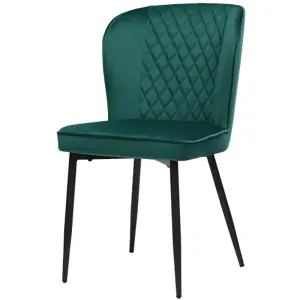 Modern Vanity Chair Kitchen Accent Occasional Chair with Metal Legs for Dining Room Living Room, Dark Green, 2PCS