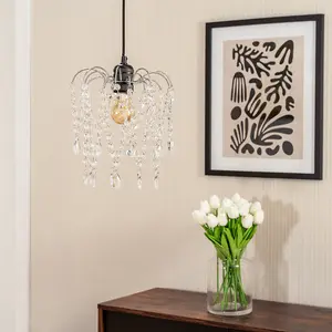 ValueLights Blanche Easy Fit Acrylic Jewel Droplet Chandelier Ceiling Light Shade - Bulb Included