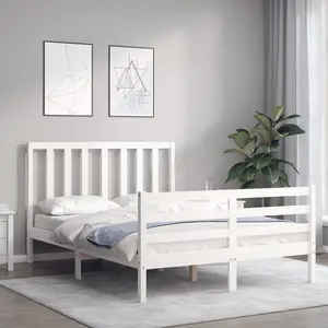 Berkfield Bed Frame with Headboard White 120x200 cm Solid Wood