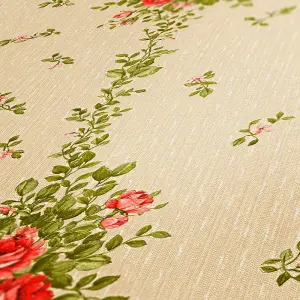 AS Creation Chintz Rose Garden Wallpaper Floral Textured Paste The Wall Vinyl