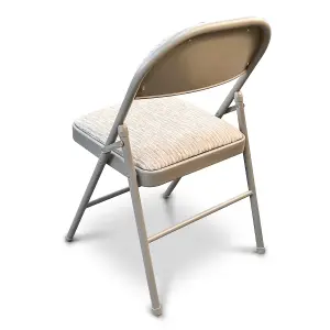 Set of 4 Folding Chairs  Deluxe Fabric Padding, Strong Metal Frame with Backrest