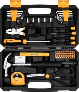 DEKO Tool Kit Set Box 62 Piece Home Repair DIY Tools Basic Hand 62 Pieces