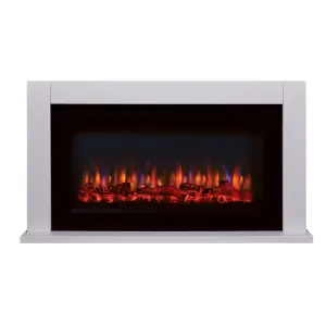 Suncrest Lumley White MDF & stainless steel Freestanding Electric fire suite