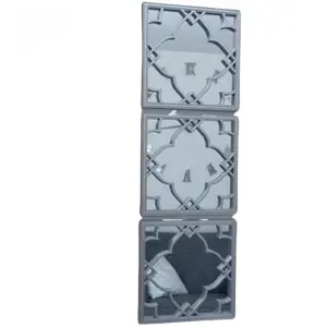 Set Of 3 Silver Moroccan Tile Mirrors Wall Art Square 25cm