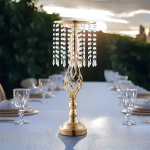 Wedding Table Centerpiece Metal and Crystal Vase in Gold