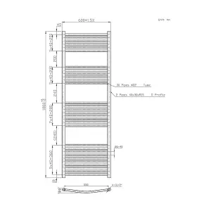 Rinse Bathrooms Electric Heated Towel Rail Curved Black Bathroom Towel Radiator 1800x600mm - 800W