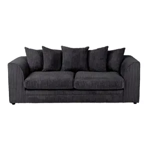 Lennox Black Jumbo Cord Sofa 3 Seater