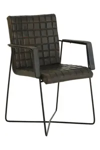 Buffalo Iron And Grey Leather Weave Chair