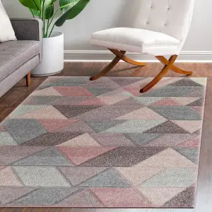 Portland Multicolour Geometric Small Rug, (L)150cm x (W)80cm