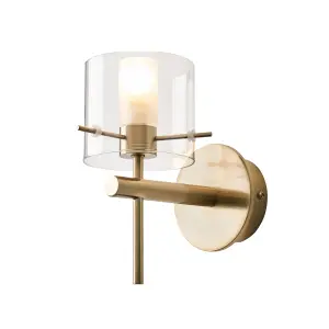 Spa Gene Satin Brass effect Wired LED Wall light