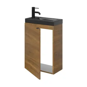 GoodHome Imandra Walnut effect Single Wall-mounted Bathroom Cloakroom unit (H) 550mm (W) 440mm