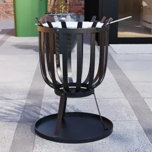 Fire Vida Black Square Portable Steel Brazier Outdoor