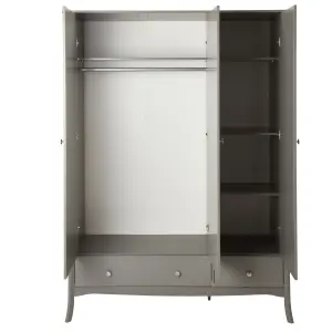 Lautner Contemporary Satin grey MDF & pine 2 Drawer Triple Wardrobe (H)1929mm (W)1433mm (D)500mm