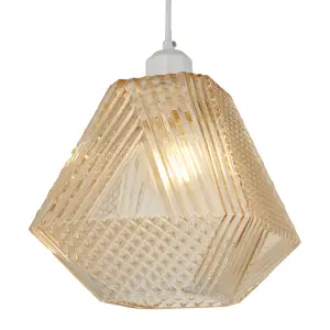 Prism Textured Champagne LED Pendant ceiling light, (Dia)200mm