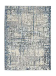 Ivory Blue Modern Easy to Clean Abstract Ruf For Bedroom Dining Room And Living Room-69 X 221cm (Runner)