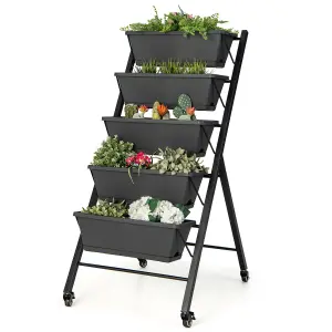 Costway 5-Tier Vertical Raised Garden Bed Freestanding Garden Planter 5 Container Boxes