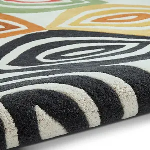 Multicolor Geometric Luxurious Modern Wool Rug For Bedroom & Living Room-120cm X 170cm