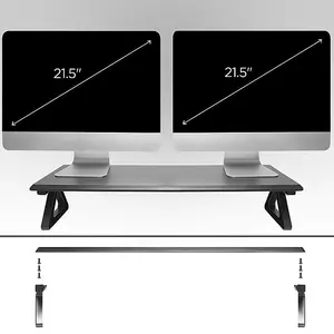 Duronic DM06-2 Monitor Stand Riser 82x30cm, Laptop and Screen Stand for Desktop, 10kg Capacity, MDF Wood - black