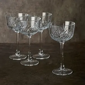 Queensway Home & Dining 160ml 4 Pcs Cut Crystal Cocktail Goblets Sets Traditional Glasses