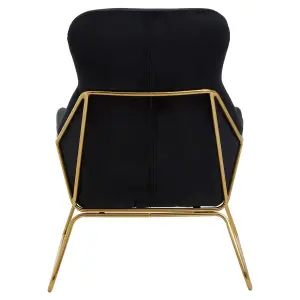 Interiors by Premier Sturdy Black Velvet Armchair, Easy Care Velvet Accent Armchair, Indoor Dining with Velvet Bedroom chair