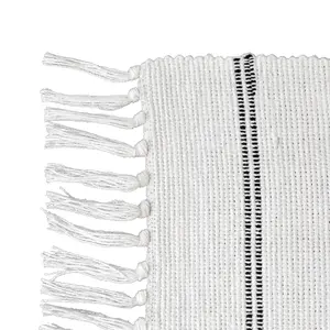 Hand Woven White Stripes Rug, (L)80cm