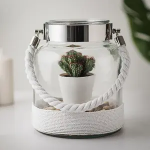 HURRICANE GLASS LANTERN - WHITE