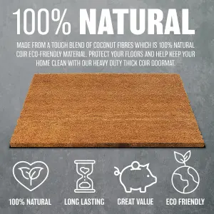 Heavy Duty Non Slip Natural Coco Door Mat - For Home Coir Entrance Porch 40 X 60cm Front Doormat High Absorbency - Dirt Trapper