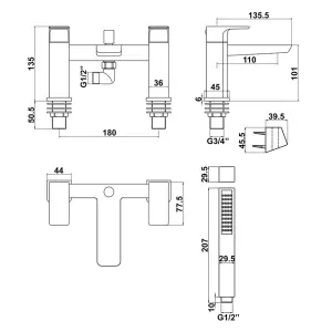 Matt Black Curve Basin Tap & Bath Shower Mixer Tap High Quality