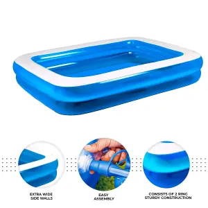 Rectangular Inflatable Swimming Pool  Family Paddling Pool for Garden Fun large