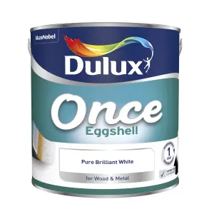 Dulux Once Pure brilliant white Eggshell Metal & wood paint, 2.5L