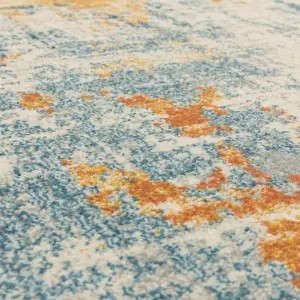 Blue Orange Modern Abstract 9mm Thick Stain-Resistant Rug For Bedroom, & Dining Room, Easy to Clean Rug-120cm X 170cm