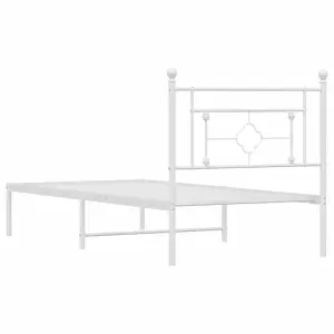 Berkfield Metal Bed Frame without Mattress with Headboard White 90x200cm