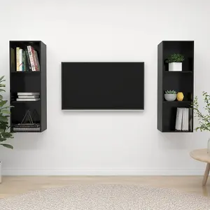 Berkfield Wall-mounted TV Cabinets 2 pcs High Gloss Black Engineered Wood