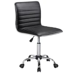 Yaheetech PU Leather Armless Desk Chair for Home Office - Black