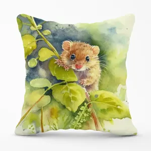 Dormouse Watercolour Outdoor Cushion 45cm x 45cm