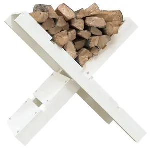 Log Holder White 47x39.5x48 cm Solid Wood Pine