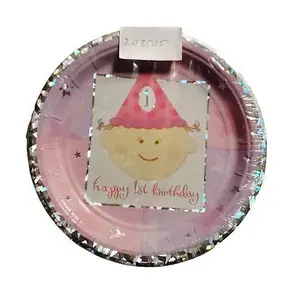 Amscan 1st Birthday Party Plates (Pack of 8) Pink (One Size)