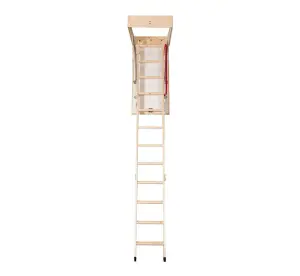 DJM Deluxe 3-Section Wooden Timber Loft Ladder with Insulated Hatch 115 x 57cm