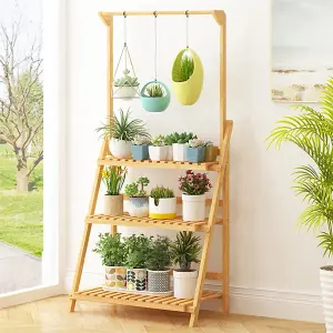 3 Tiered Hanging Wood Plant Stand Outdoor for Garden Balcony 144cm (H)