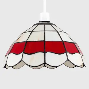 ValueLights Tiffany Style Traditional Red And Cream Pendant Light Shade