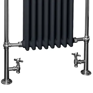 Rinse Traditional Victorian 952x659mm Heated Towel Rail Bathroom Radiator Chrome & Anthracite