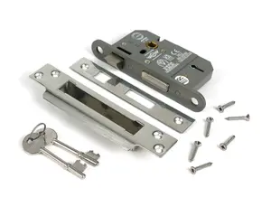 From The Anvil Polished SS 2 1/2" 5 Lever BS Sash Lock KA