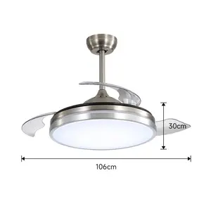 Caidynce Ceiling Fan with LED Lights Brushed Nickel