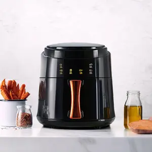 Black 5.5L Digital Pannel Air Fryer with Timer,Non-Stick Removable Basket