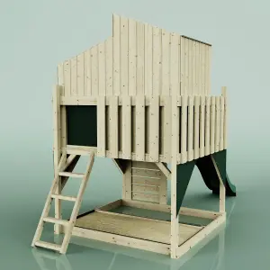 PolarPlay Kids Scandinavian Style Climbing Platform & Playhouse with Slide - Flavia Green