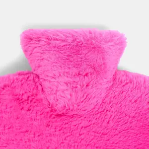 Heart Hot Water Bottle with Cover Fluffy Faux Fur Soft Fleece Winter Warmer