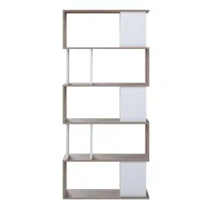 Maze Open Bookcase 4 Shelves in Jackson Hickory Oak and White