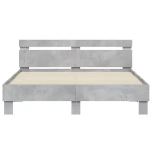 Berkfield Bed Frame with LED without Mattress Concrete Grey 140x190 cm