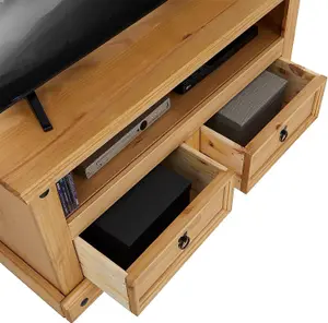 Corona TV Stand 2 Drawer Flat Screen Television Unit Mexican Pine