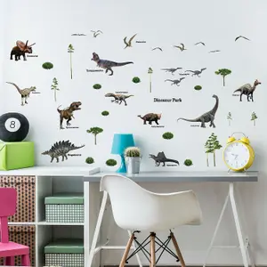 Walplus Dinosaur Park, Children Wall Stickers, Diy Art, Nursery Decorations Kids Sticker PVC Brown,Green,Grey